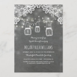 Convite Luzes Mason Jars Lace Chá de panela Russo