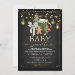 Convite Luzes para Chás de Bebê de Cacau de Inverno de Beb