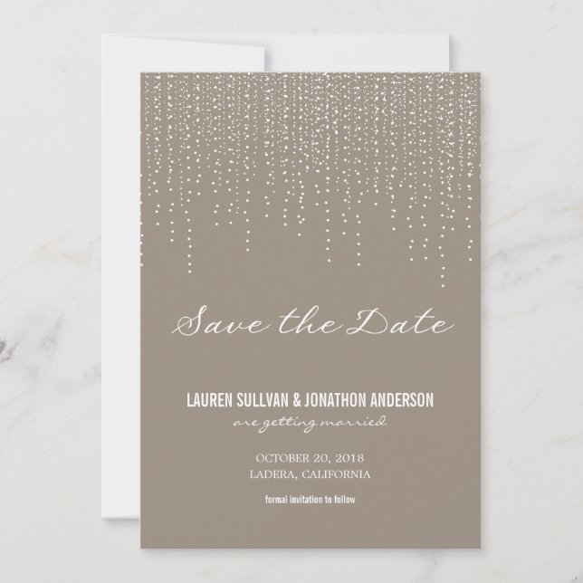 Convite Luzes Penduradas Elegantes Save the Date (Frente)