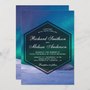Convite Luzes polares da Aurora ártica do gelo que Wedding