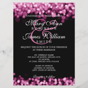 Convite Luzes rosa de casamento elegantes