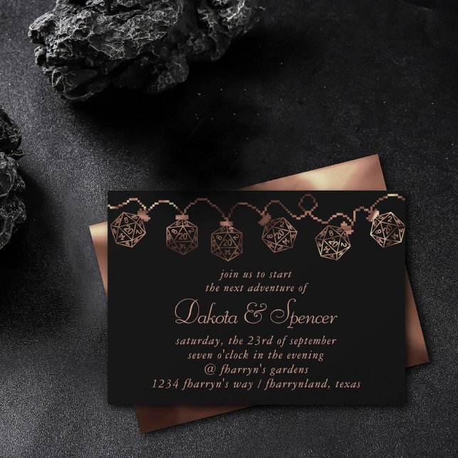 Convite Luzes RPG | Copper Fantasy Tabletop Gamer Dice (Criador carregado)