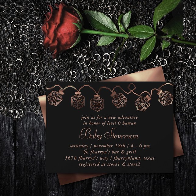 Convite Luzes RPG | Copper Fantasy Tabletop Gamer Dice (Criador carregado)