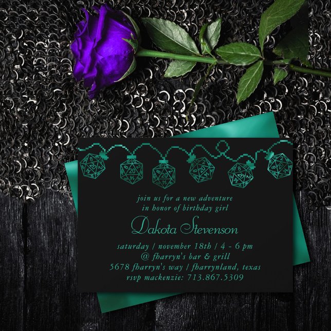 Convite Luzes RPG | Emerald Fantasy Tabletop Gamer Dice (Criador carregado)