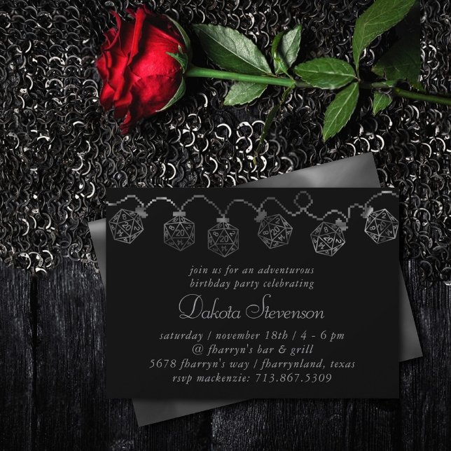 Convite Luzes RPG | Fantasy Retro Tabletop PnP Gamer Dice (Criador carregado)