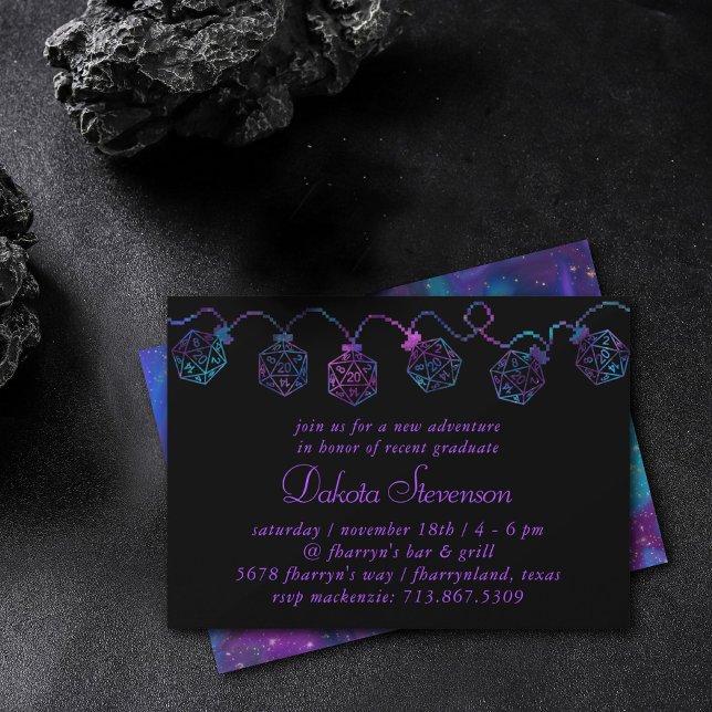 Convite Luzes RPG | Nebula Fantasy Tabletop Gamer Dice (Criador carregado)