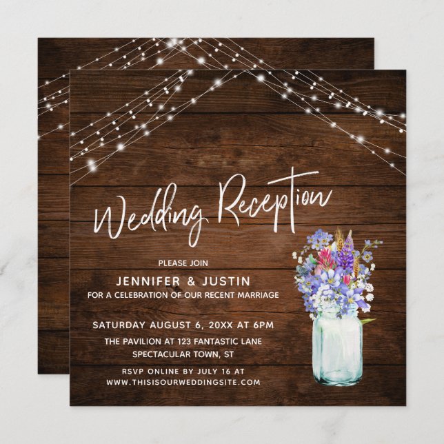 Convite Luzes russas flores silvestres na Recepção de casa (Frente/Verso)