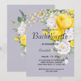 Convite Luzes russas Yellow Floral Bachelor party
