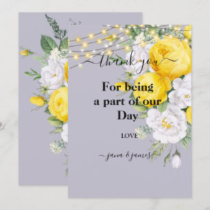 Convite Luzes russas Yellow Floral obrigado você convida