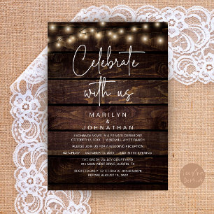 Convite Luzes Rústicas de Corda Recepção de Casamento Eleg