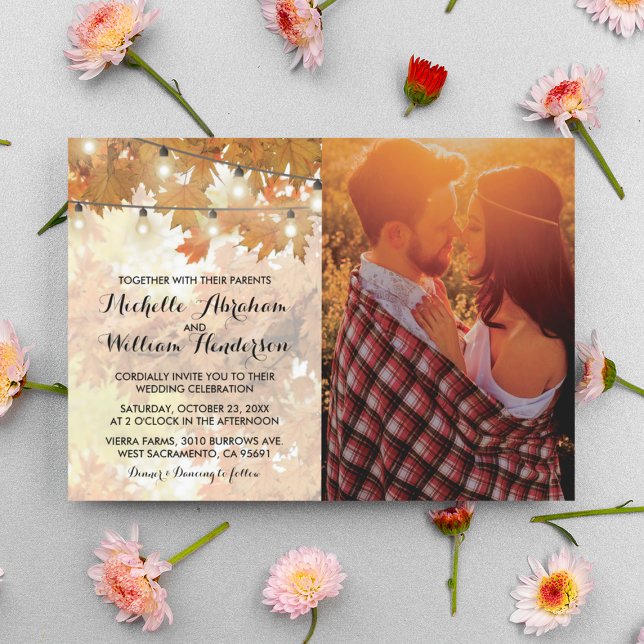 Convite Luzes Rústicas de Outono de Árvore para Foto de Ca (Criador carregado)