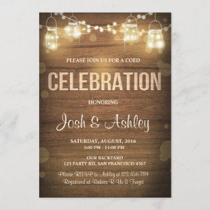 Convite Luzes rústicas do CHURRASCO de madeira da