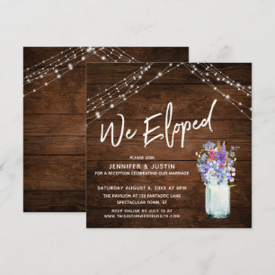 Convite Luzes Rústicas Nós Fugimos para Casar Flores Silve