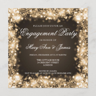 Convite Luzes Sparkling da festa de noivado do casamento