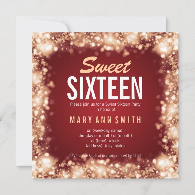 Convite Luzes Sparkling do ouro elegante do partido do (Frente)