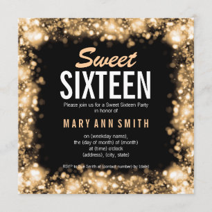 Convite Luzes Sparkling do ouro elegante do partido do