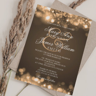 Convite Luzes Sparkling Wedding Dourados