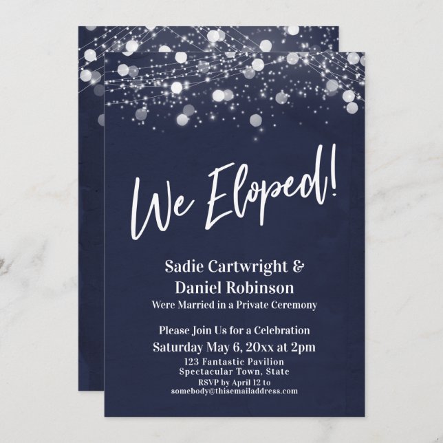 Convite Luzes Texturizadas Nós Fugimos Recepção Apenas Mar (Frente/Verso)