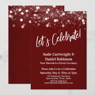 Convite Luzes Texturizadas Vamos Celebrar Borgonha Recepçã