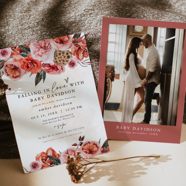 Convite LYRA Bohemian Fall Floral Chá de fraldas (Criador carregado)