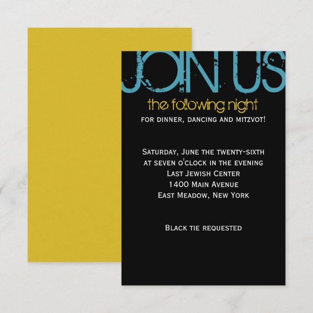 Convite M Monograma Bar Inicial Bat Mitzvah (Frente/Verso)