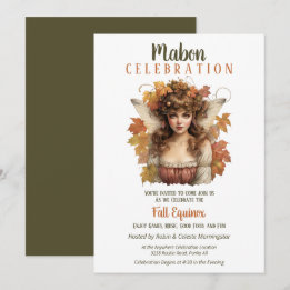 Convite Mabon Harvest Fall Equinox Retro Fairy