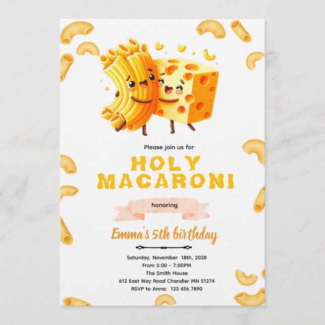 Convite Mac and Cheese Birthday Invitation (Frente)