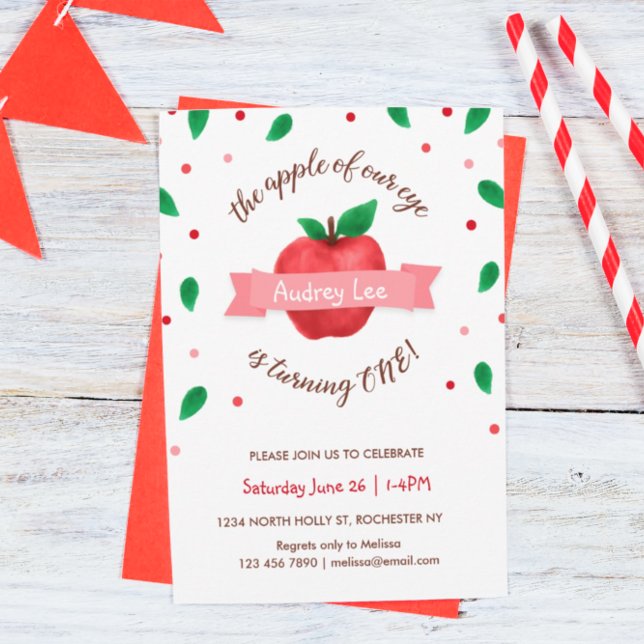 Convite Maçã de nossa primeira Festa de aniversário (Criador carregado)