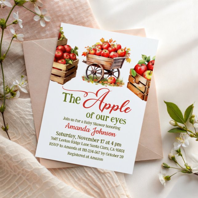 Convite Maçã do meu Chá de fraldas de mercado de queda de  (Criador carregado)