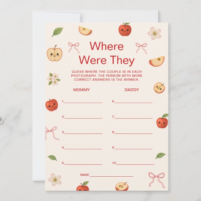 Convite Maçã Do Meu Chá de fraldas Olho Onde Eles Jogavam (Frente)