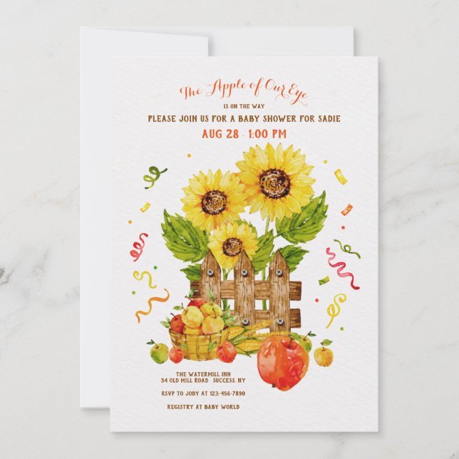 Convite Maçã do nosso Chá de fraldas (Frente)