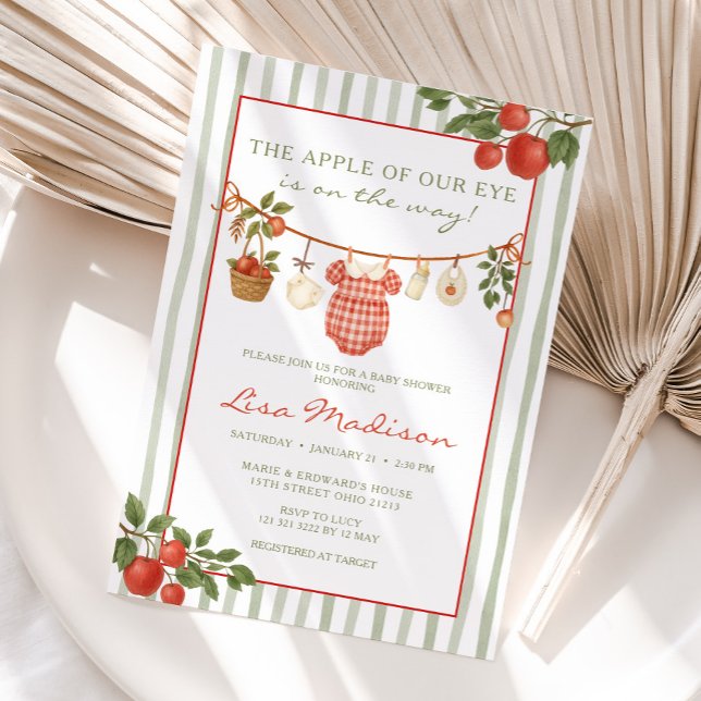 Convite Maçã do nosso Chá de fraldas de Linha de Vestuário (Criador carregado)