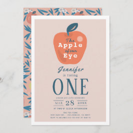 Convite Maçã do nosso primeiro aniversario rosa