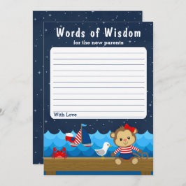 Convite Macaca Menina Náutica Vermelho e Azul Marinho Pala