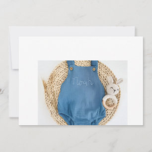 Convite Macacão de Bebê Estampado com Macacão Azul – Recém