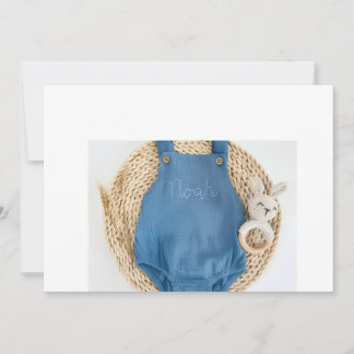 Convite Macacão de Bebê Estampado com Macacão Azul – Recém
