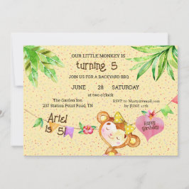 Convite Macaco-Banner Turnando 5 Festas de aniversário