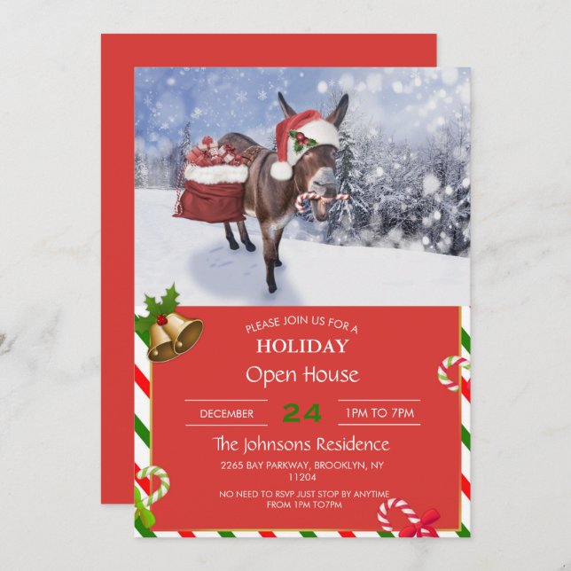 Convite Macaco de Natal com chapéu vermelho engraçado (Frente/Verso)