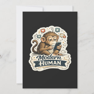 Convite Macaco Engraçado Humano Moderno Smartphone Mídia S