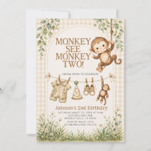 Convite Macaco Fofo Vê Macaco Dois Neutro Macaco 2º 