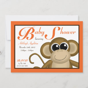 Convite Macaco-Macaco-Macaco, Orange Baby Shower