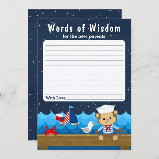 Convite Macaco-macaco vermelho e palavras Marinhos de sabe (Frente/Verso)