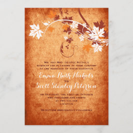 Convite Maçal elegante deixa casamento outono laranja