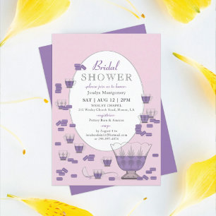 Convite Macarões Roxos e Chá de panela do Conjunto de Punc