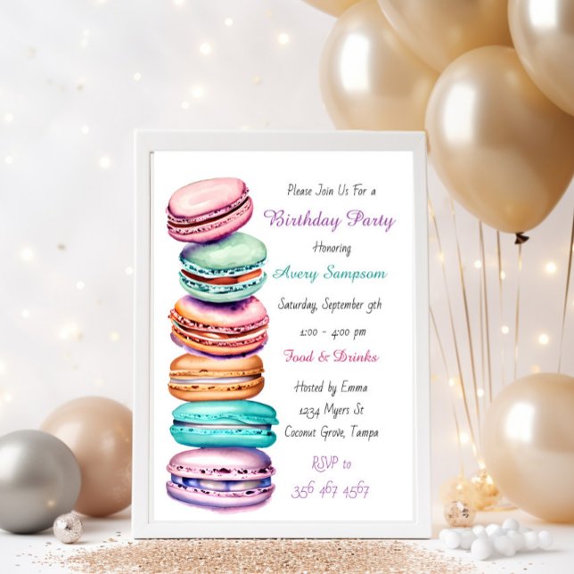 Convite Macaron ameaçou Festa de aniversário para ela (Criador carregado)