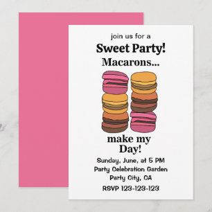 Convite Macaron Colorful Sweet Party