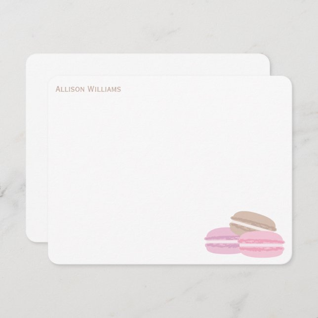 Convite Macarons Franceses Obrigado Notas (Frente/Verso)