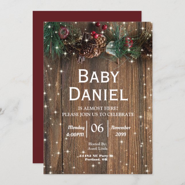 Convite Maçãs de Pinecone de Natal Russo (Frente/Verso)