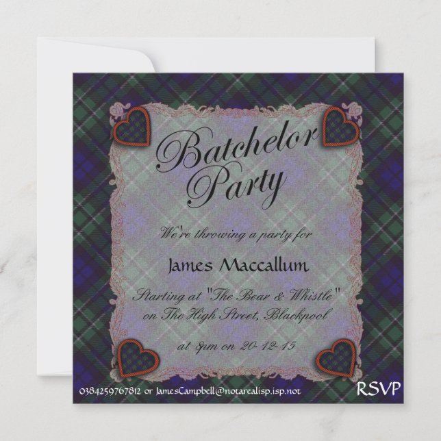 Convite Maccallum Scottish clan tartan - Xadrez (Frente)