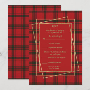 Convite MacDonald Sleet Moderno com Moldura Dourada RSVP